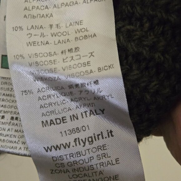 Fly Girl Italian Made Alpaca Blend Olive Green Bell Short Sleeve Sweater Size M - Picture 8 of 8